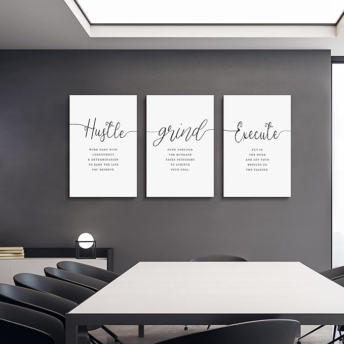 Canvas Grind Quote, Hustle Grind Execute, Inspirational Print, Office Wall Art - Image 3