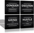 KAWAHONE Grind Hustle Execution Quotes Framed Wall Art, Success Canvas Print by KAWAHONE