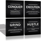 KAWAHONE Grind Hustle Execution Quotes Framed Wall Art, Success Canvas Print by KAWAHONE
