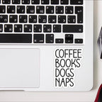 (3 pcs) Coffee Books Dogs Nap Sticker for Tumbler, Coffee Dog Lover Booktrovert Funny Sarcastic Quote Vinyl Decal for Kindle Laptop Water Bottle Phone Hard Hat - 3x2