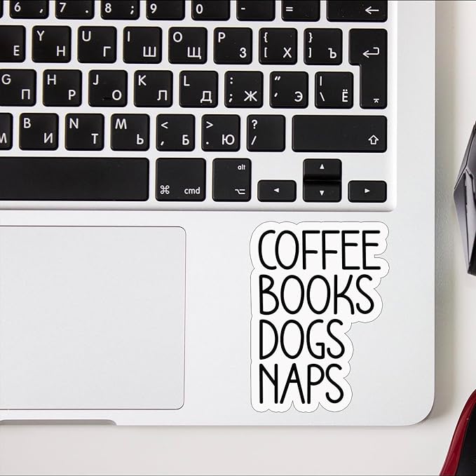 (3 pcs) Coffee Books Dogs Nap Sticker for Tumbler, Coffee Dog Lover Booktrovert Funny Sarcastic Quote Vinyl Decal for Kindle Laptop Water Bottle Phone Hard Hat - 3x2