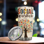 winorax Social Worker Gifts Personalized Social Workers Tumbler Stainless Steel Insulated 20oz 30oz Cup Coffee Tumblers Cups Gift Custom Name BSW MSW DSW Gifts For Women Appreciation Birthday