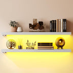 BAMEOS Floating Shelves with LED Lights, Hanging Wall Shelves by BAMEOS