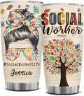 winorax Social Worker Gifts Personalized Social Workers Tumbler Stainless Steel Insulated 20oz 30oz Cup Coffee Tumblers Cups Gift Custom Name BSW MSW DSW Gifts For Women Appreciation Birthday