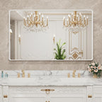LOAAO 55x30 Inch White Metal Framed Bathroom Mirror - Image 8