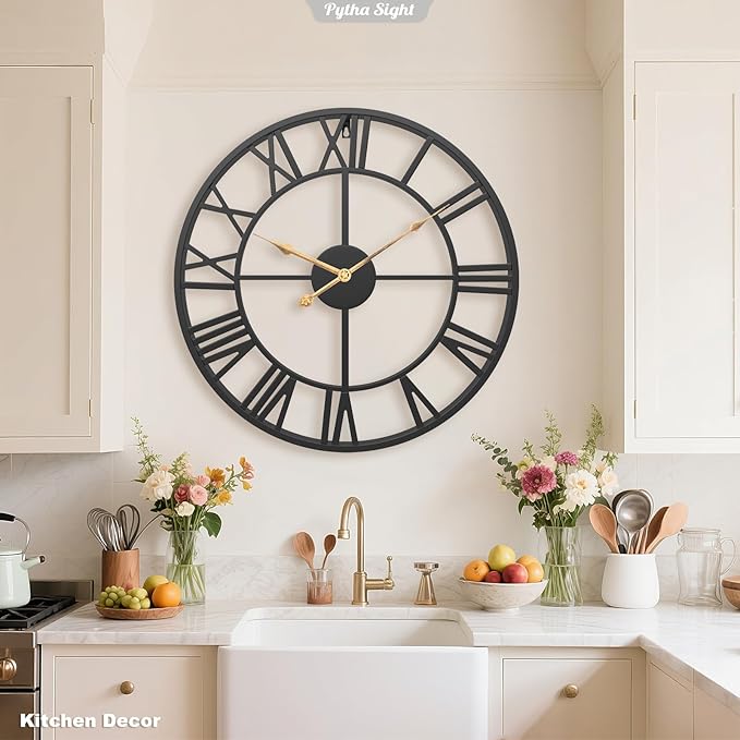 Pytha Sight 24 Inch Large Oversized Farmhouse Modern Decorative Wall Clock - Image 5