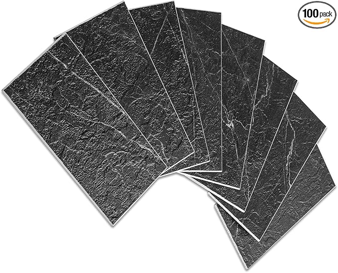 AULIGET 100 Piece Faux Stone Backsplash Peel and Stick PVC Tile, 3 Inch x 6 by AULIGET