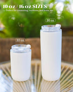 16 oz Insulated Coffee Tumblers, Travel Coffee Tumblers with Straw, Double-Wall Stainless Steel Tumbler, Leak Proof Tumbler, Reusable Cups with Lids for lced and Hot Drinks (Cream)