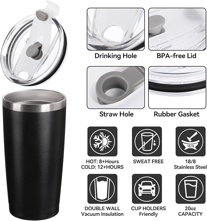 Pilot Gifts – Laser Engraved Aviation Mug for Pilots & Flight Attendants - Airplane-Themed Gift for Men, Christmas & Birthday, 20oz Stainless Steel Travel Tumbler with Lid & Straw