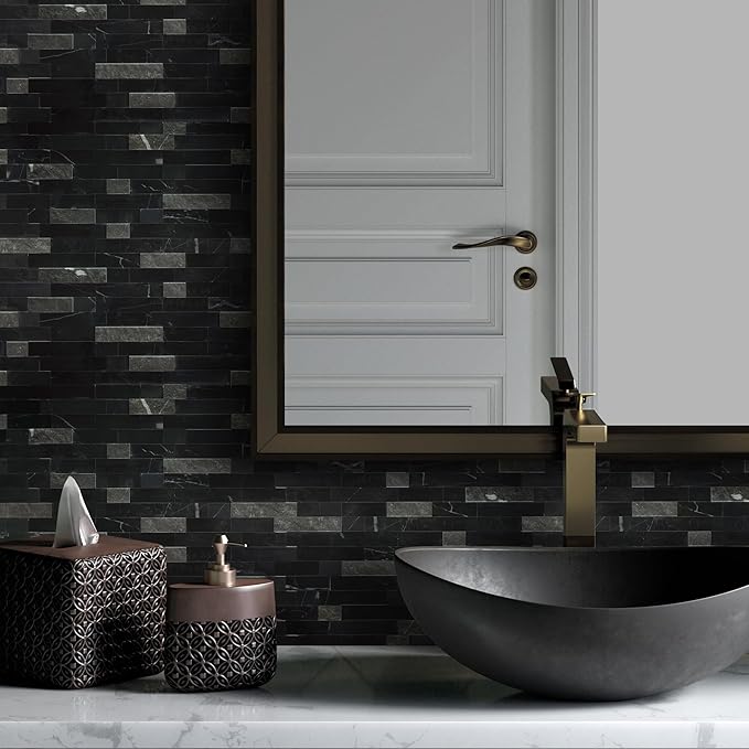 SUNWINGS 5-Sheet Peel and Stick Mosaic Natural 3D Stone Self Adhesive Marble - Image 8