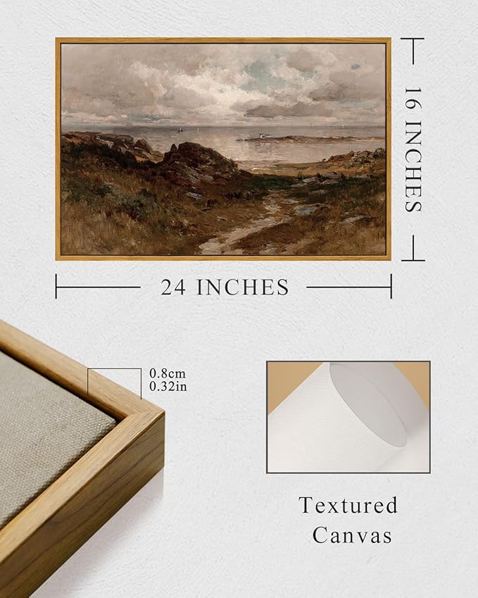 InSimSea Framed Canvas Wall Art Vintage Decor, Seaside Path Wilderness - Image 5