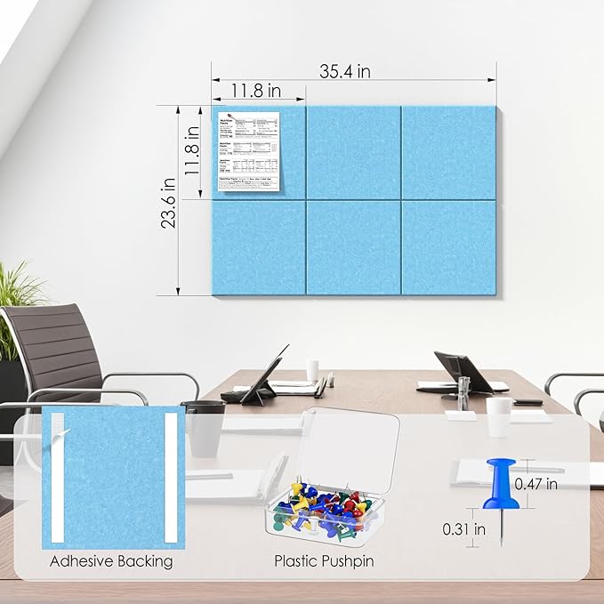MaxGear Large Cork Board for Wall 36" x 24", 6 Pack Felt Wall Tiles - Image 4