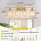 Indoi 4 Light Bathroom Light Fixtures, Brass Vanity Lights - Image 8