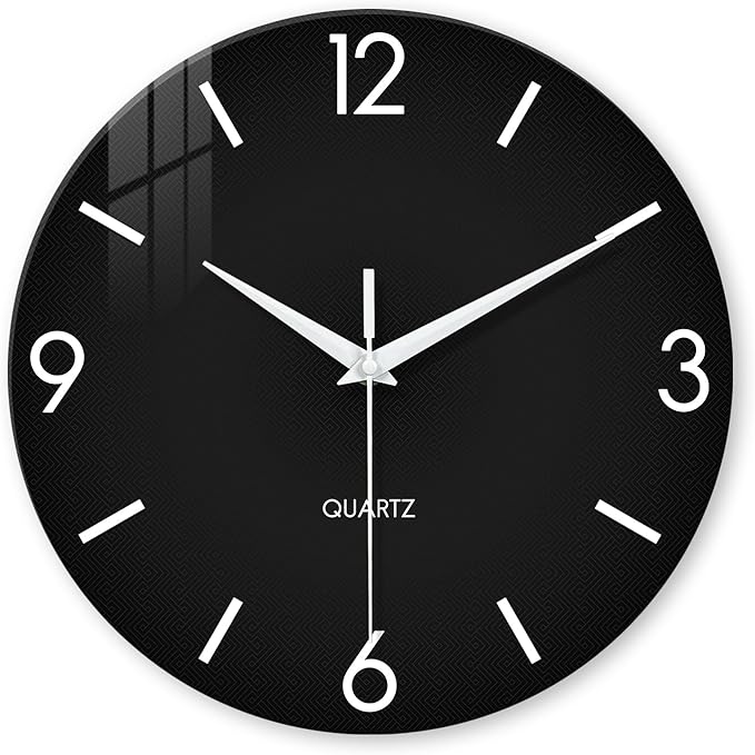 XFM Black Simple Wall Clock14 Inch Kitchen Wall Clocks Battery Operated by XFMWallClock