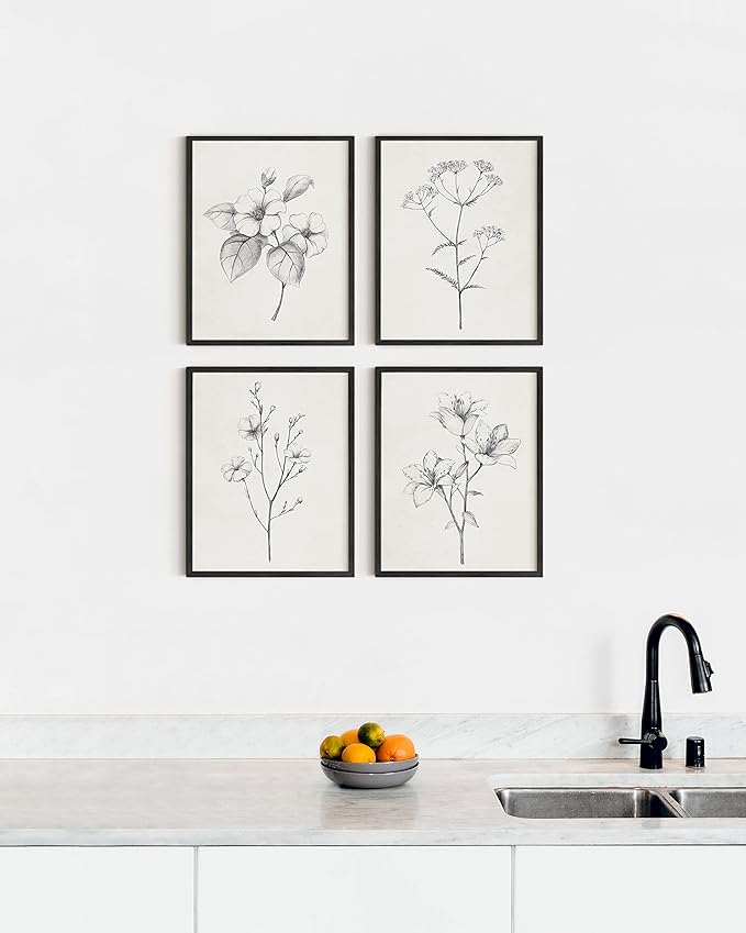 HAUS AND HUES Grey Floral Wall Art - Image 4