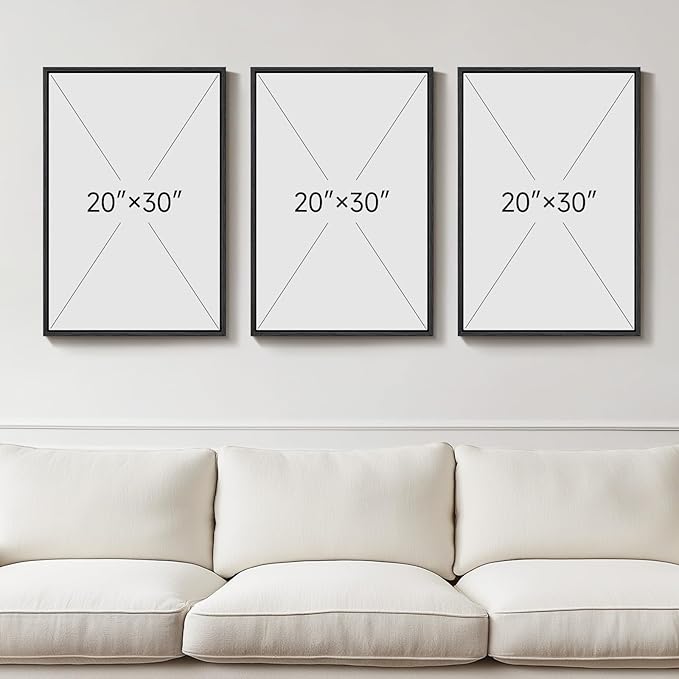 Large Framed Neutral Modern Abstract Wall Art, 3 Piece Black and Beige Canvas - Image 4