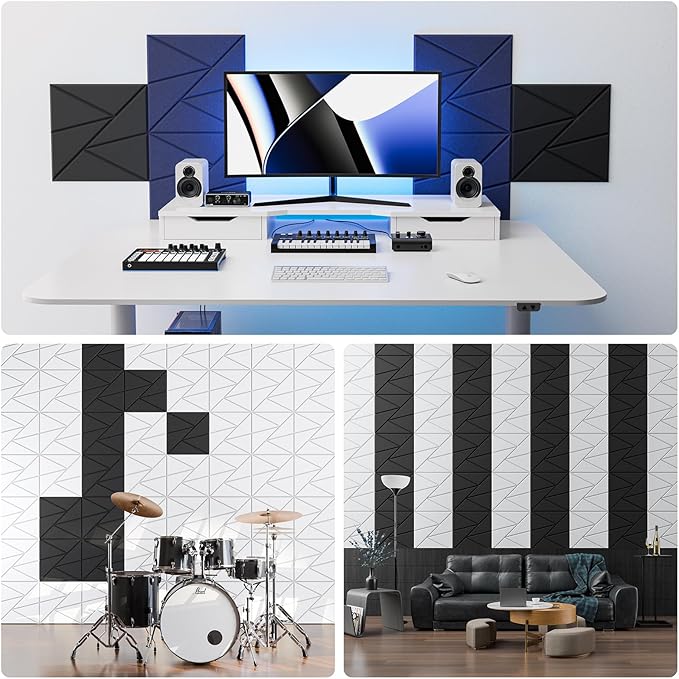 8 Pack Acoustic Panels with Self-Adhesive, Sound Panels High Density, - Image 4