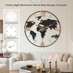 Pytha Sight 20 Inch Large Wall Clock, Modern Decorative Big World Map - Image 3