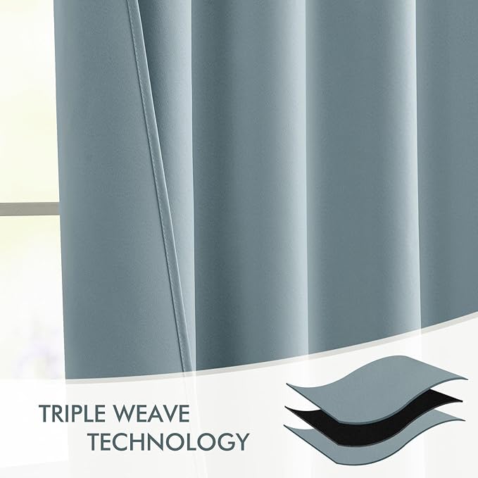 MIULEE Slate Blue Back Tab Blackout Curtains 90 Inches Long 2 Panels Set - Image 7