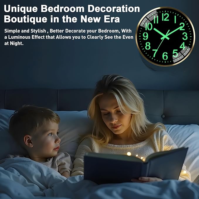 Luminous wall Clock Modern Silent Wall Clock, Non-Ticking Battery Operated Wall - Image 8
