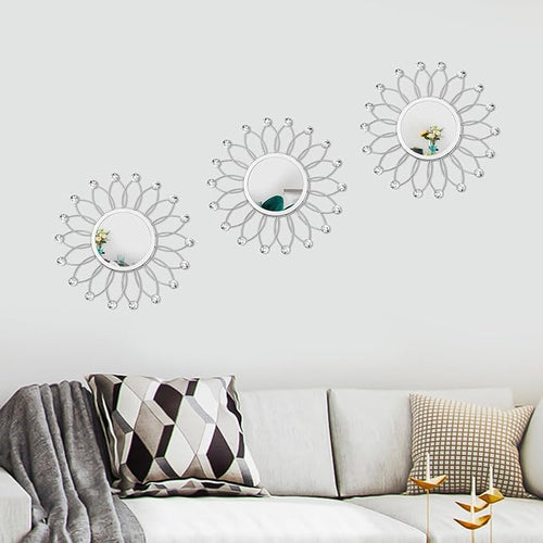 3 Pack Metal Mirrors for Wall Sunburst Wall Mirrors Home Décor Decorative - Image 2