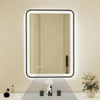 24x32 Inch Black Framed LED Bathroom Mirror by Unknown