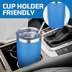 20 oz Tumbler with Lids and Straws, Stainless Steel Insulated Travel Coffee Mug, Double Wall Vacuum Insulated Tumblers, Powder Coated Coffee Tumbler for Cold & Hot Drinks (Sea Blue, 4 Pack)