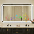 32x55 Inch Black Framed LED Bathroom Mirror by Unknown