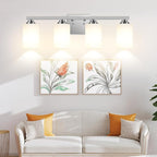 Brushed Nickel 4-Light Bathroom Light Fixtures, Classic Wall Light Fixture - Image 9