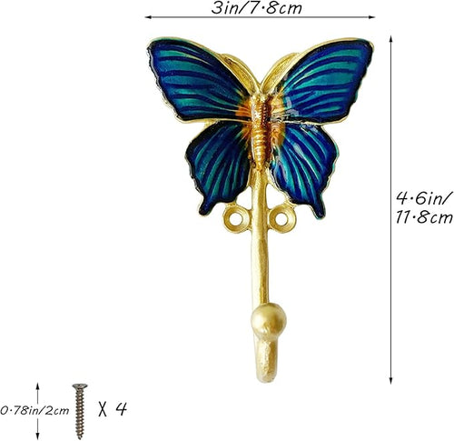2 Pack Decorative Wall Hooks, Vintage Butterfly Shaped Metal Wall Hook - Image 2