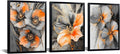 iKNOW FOTO 3 Piece Orange and Grey Abstract Flower Canvas Wall Art by iKNOWFOTO