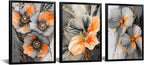 iKNOW FOTO 3 Piece Orange and Grey Abstract Flower Canvas Wall Art by iKNOWFOTO