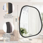 Black Asymmetrical Mirror Large 26"x18" Irregular Oval Wall Mirror Modern Wood - Image 7