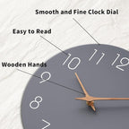 Mosewa Wall Clock 14 Inch Gray Battery Operated Silent Non Ticking Simple - Image 6