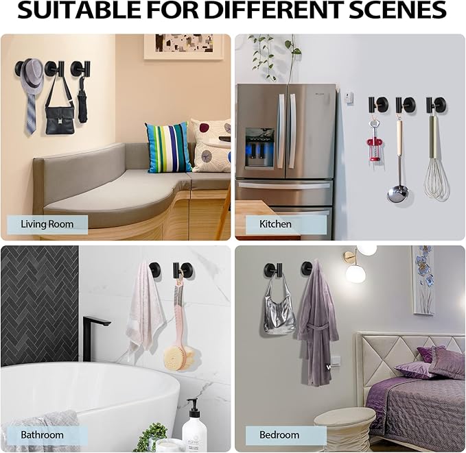 Kruodop Towel Hooks for Bathroom, 4 Packs Wall Mount Towel Holder, Stainless - Image 7