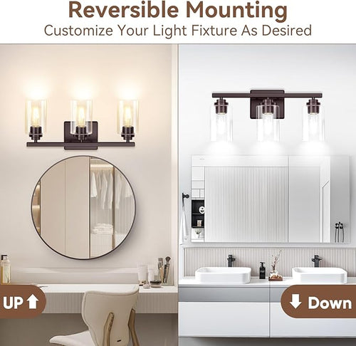3-Light Bathroom Light Fixtures, Classic Wall Light Fixture - Image 2