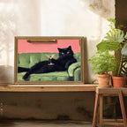 Fantasy Artists Humorous Black Cat Character Wall Art – Relaxed Anthropomorphic - Image 3