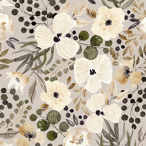 18"x236" Boho Cream/Brown Daisy Flower Peel and Stick Self Adhesive Wallpaper by VistaPalette