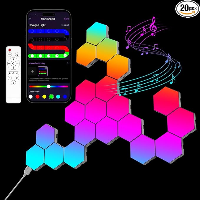 OJQ 20 Pack Hexagon Lights Wall RGB Panel by OJQ