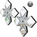 Crushed Diamond Decorative Mirror 2 Pack 16.75x16.75” Diamond Shape Glass Decor - Image 3