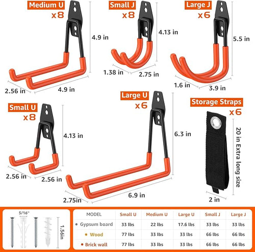 42 Pack Garage Hooks with Anti-Slip Coating Heavy Duty Wall Mount Hooks - Image 2