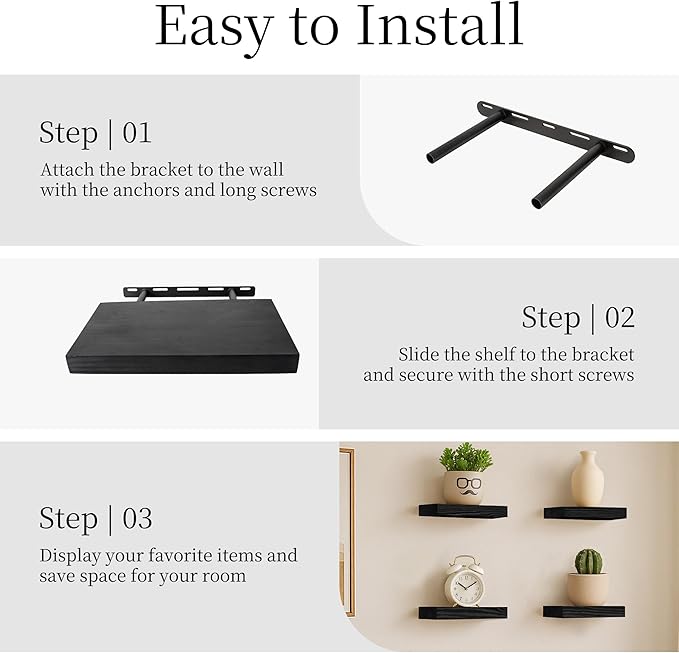 BGMG Wood Floating Shelves 12 inch, Solid Wood Wall Shelves - Image 5