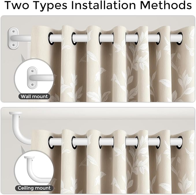 2 Pack Curtain Rods 36-88 Inch, 1 Inch Adjustable Heavy Duty Room Darkening - Image 4