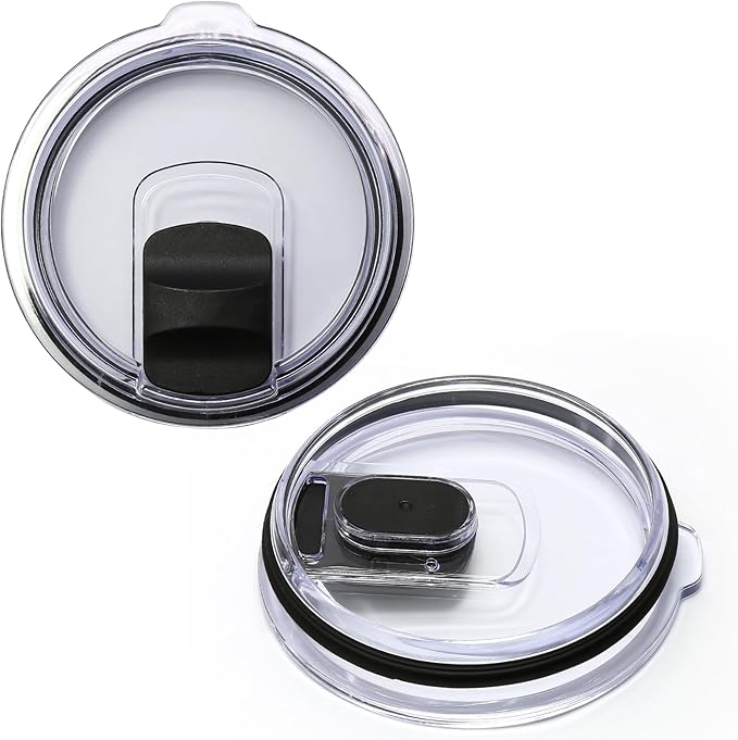 2 Pcs Tumbler Slide Lid for 30oz Water Bottle, Plastic Cup Replacement Cover, Spill Proof for Travel Mug Bottle (Black, Slide)