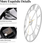 Cuspin 24 Inch Large Silver Wall Clock, Battery Operated Silent Non Ticking - Image 5
