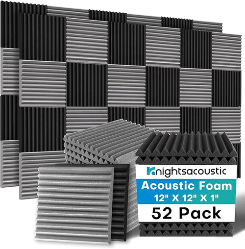 52 Pack Acoustic Foam Panels, High Density Acoustic Panels Sound Absorbing by Knightsacoustic