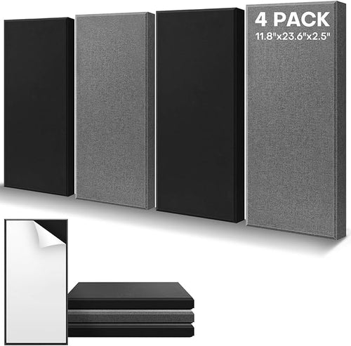 4Pack Fiberglass Acoustic Panels, Self Adhesive Sound Proof Foam Panels by Knightsacoustic