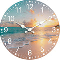 Sea Beach Blue Sky Sand 12 Inch Wooden Wall Clock by EZXZZ