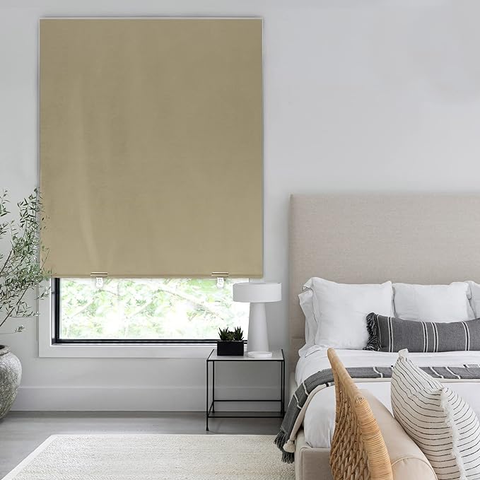 LazBlinds 100% Blackout Roller Shades, No Tools No Drill Cordless Blinds - Image 6