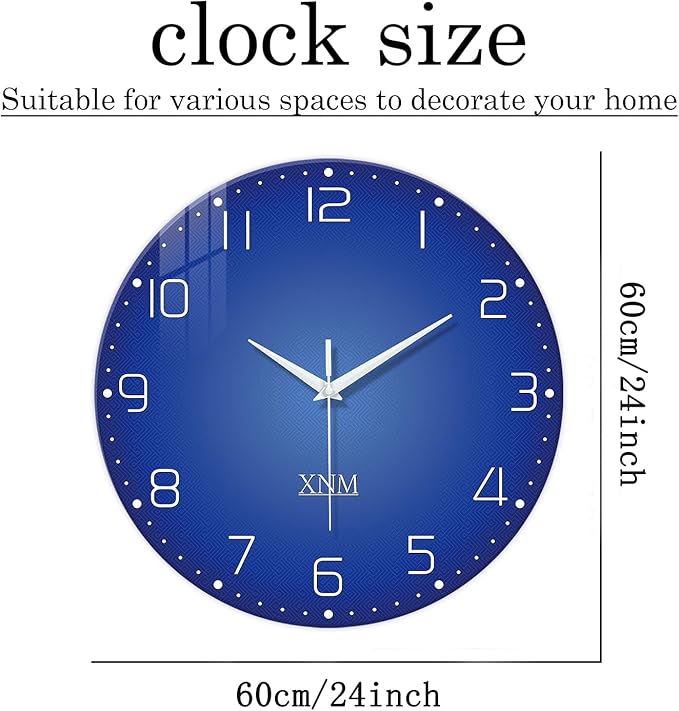 XNM Modern Minimalist Glass Wall Clocks Battery Operated 24 Inch Large Simple - Image 3
